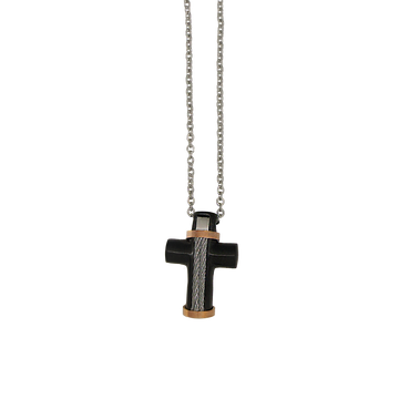 Black w/Rose Gold Cross Necklace